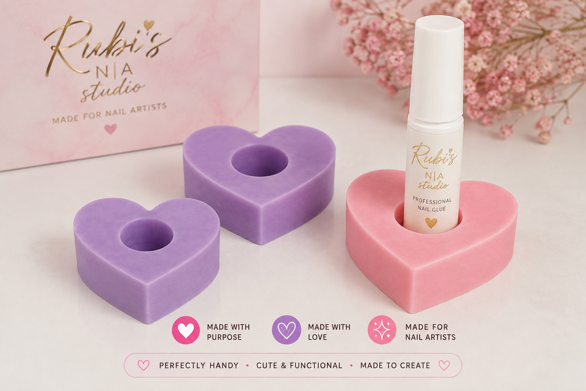 Heart Nail Glue Holder Set – 3 Pack