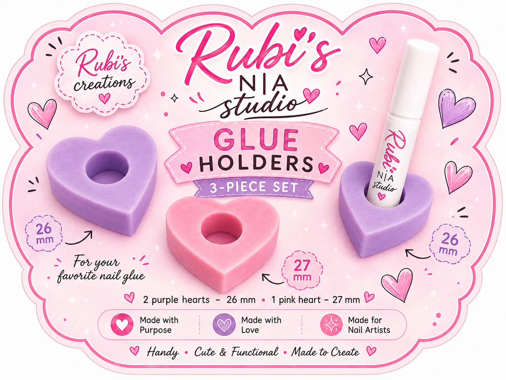 Heart Nail Glue Holder Set – 3 Pack